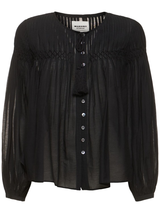 Marant Etoile: Abadi buttoned cotton blend shirt - Black - women_0 | Luisa Via Roma