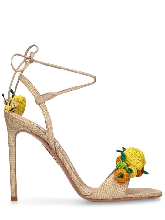 Aquazzura: 105mm Citrus raffia sandals - Beige - women_0 | Luisa Via Roma