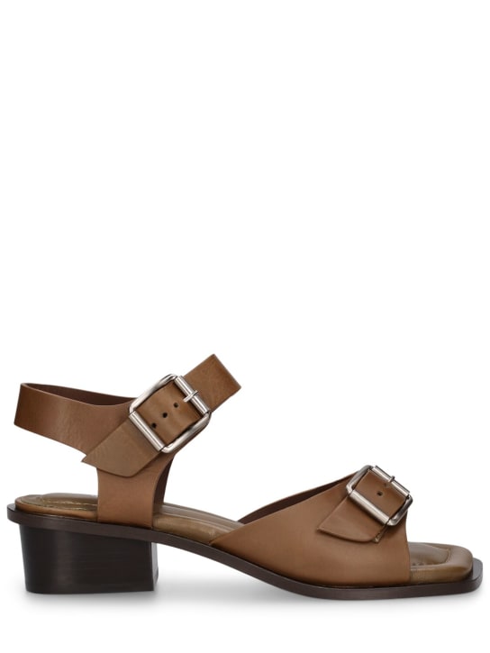 Lemaire: 35mm Square heeled sandals w/ straps - Dark Brown - women_0 | Luisa Via Roma