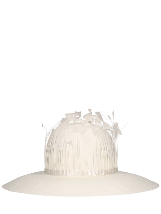 Borsalino: Panamahut aus verziertes Stroh "Claudette" - Weiß/Weiß - women_0 | Luisa Via Roma