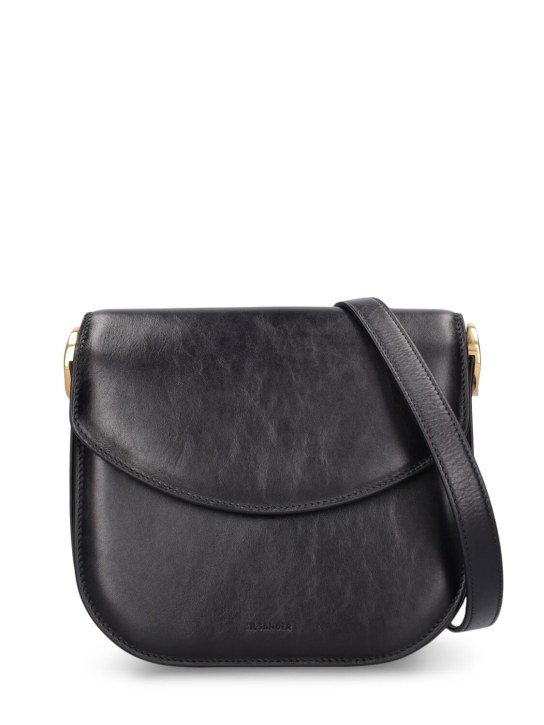 Jil Sander: Medium Coin leather crossbody bag - Black - women_0 | Luisa Via Roma