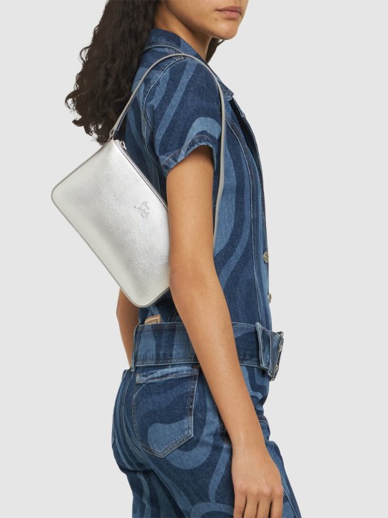 Christian Louboutin: Loubila laminated leather shoulder bag - Silver - women_1 | Luisa Via Roma