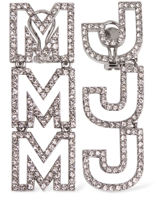 Marc Jacobs: Monogram crystal drop earrings - Gümüş - women_0 | Luisa Via Roma