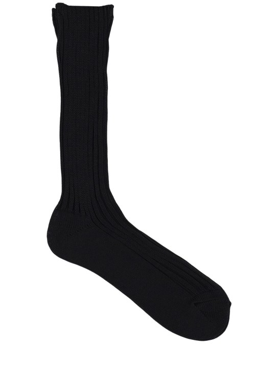 AURALEE: Cotton long socks - Siyah - men_0 | Luisa Via Roma