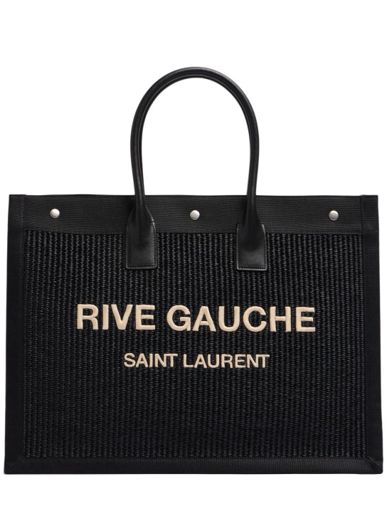 Saint Laurent: Rive Gauche酒椰纤维托特包 - 黑色 - women_0 | Luisa Via Roma
