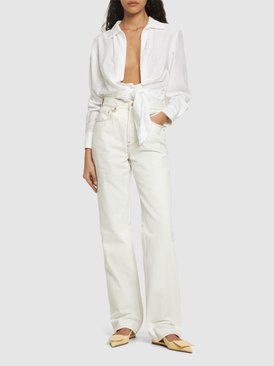 Jacquemus: Jeans de cintura alta - Off-White - women_1 | Luisa Via Roma