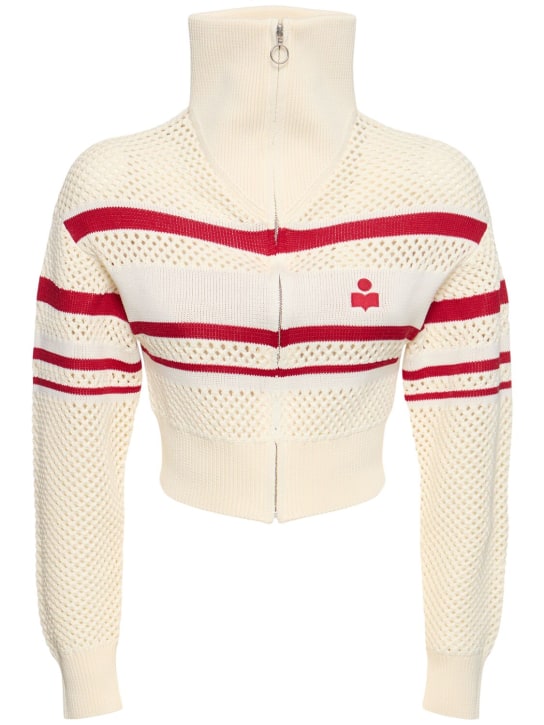 Marant Etoile: Alec zip-up cotton blend sweatshirt - Ecru - women_0 | Luisa Via Roma