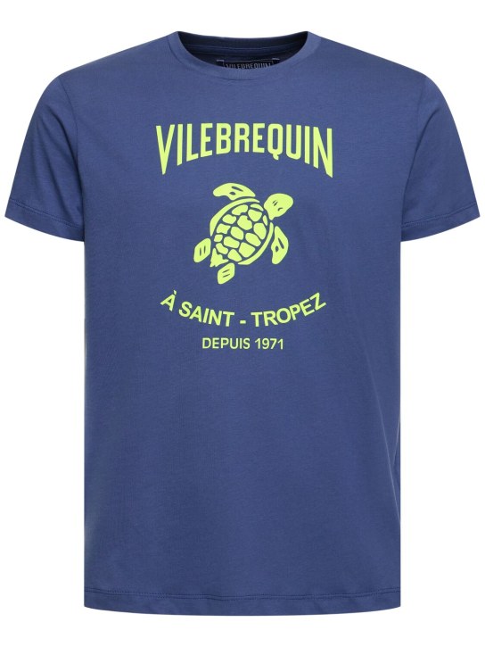 VILEBREQUIN: T-Shirt aus Baumwolljersey mit Logodruck - Dunkelblau - men_0 | Luisa Via Roma