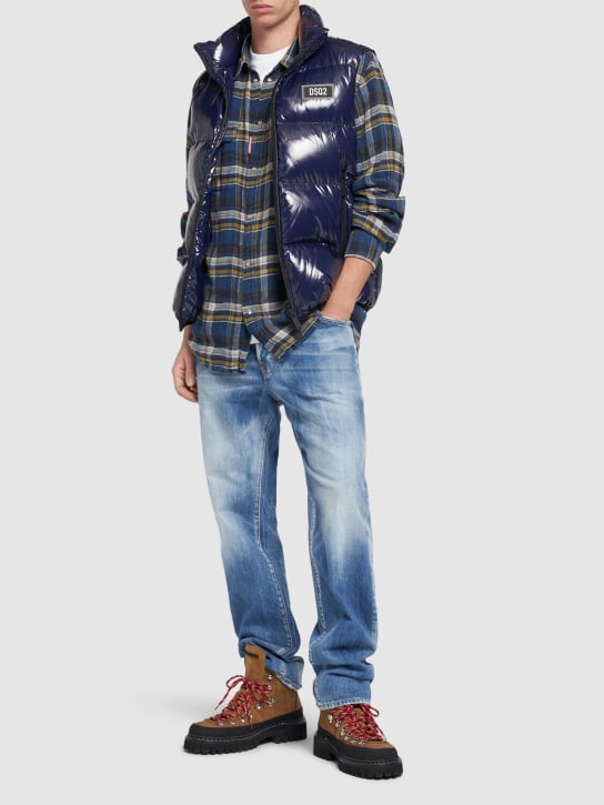 Dsquared2: Relaxed Dan 린넨 셔츠 - Blue/Mixed Colo - men_1 | Luisa Via Roma