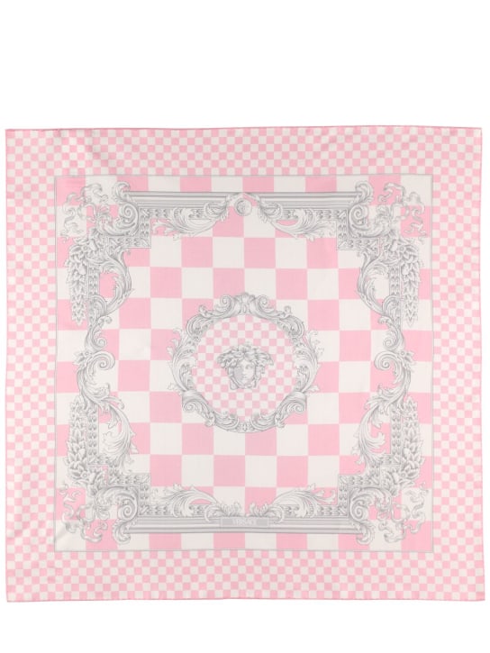 Versace: Pañuelo Baroque de sarga de seda estampado - Pastel Pink - women_0 | Luisa Via Roma