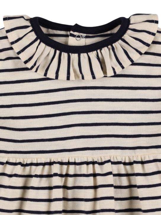 Petit Bateau: Vestido de algodón a rayas - Blanco/Marino - kids-girls_1 | Luisa Via Roma
