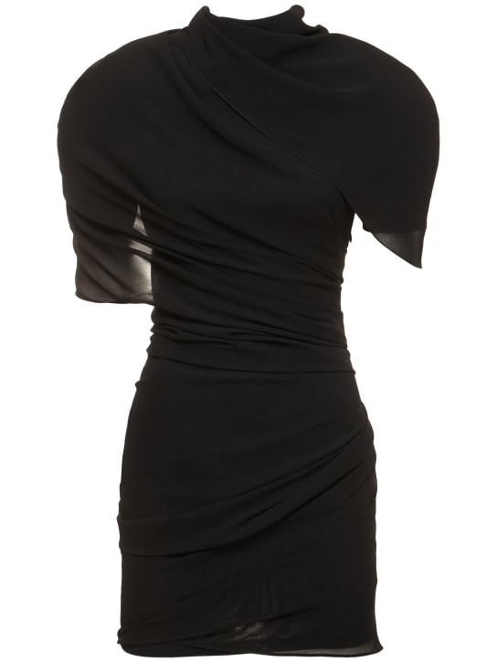 Jacquemus: La Robe Castagna draped satin dress - Black - women_0 | Luisa Via Roma