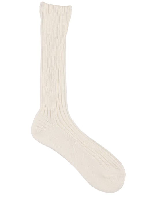 AURALEE: Cotton long socks - Beyaz - men_0 | Luisa Via Roma