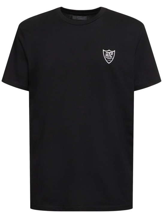 HTC Los Angeles: Small logo print cotton jersey t-shirt - Siyah - men_0 | Luisa Via Roma