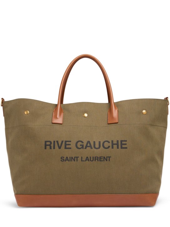Saint Laurent: Borsa shopping maxi Cabas Rive Gauche - Khaki/Marrone - men_0 | Luisa Via Roma