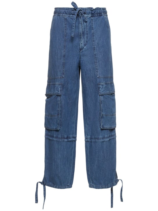 Marant Etoile: Pantalones cargo de algodón - Azul - women_0 | Luisa Via Roma