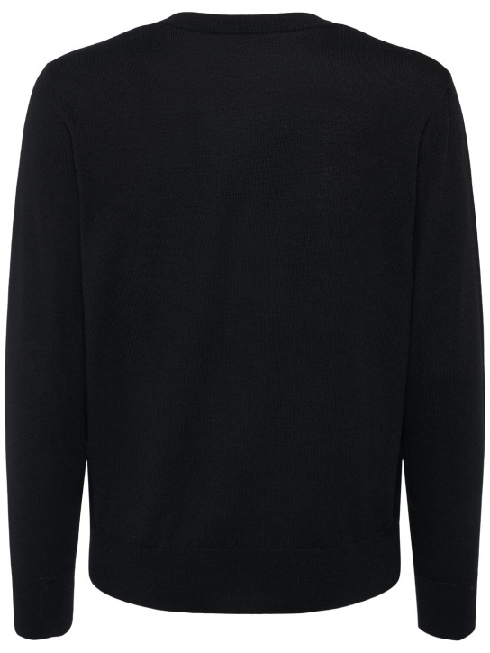 Dsquared2: Suéter de lana con cuello redondo - Negro - men_1 | Luisa Via Roma