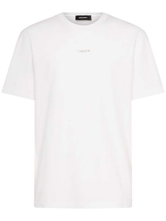 Dsquared2: Regular fit micro logo t-shirt - Beyaz - men_0 | Luisa Via Roma