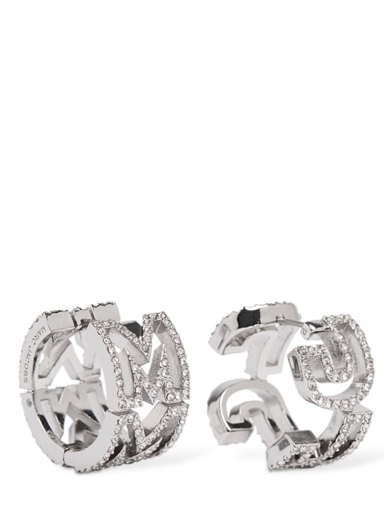 Marc Jacobs: Monogram crystal hoop earrings - Silver - women_0 | Luisa Via Roma