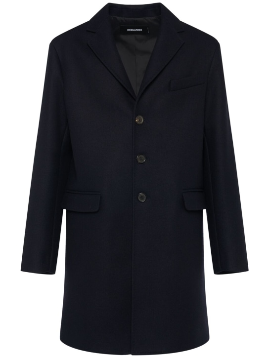 Dsquared2: Felted wool blend soft shoulder coat - Black - men_0 | Luisa Via Roma
