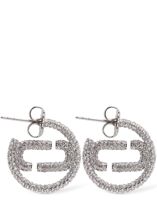 Marc Jacobs: J Marc small crystal hoop earrings - Silver - women_0 | Luisa Via Roma