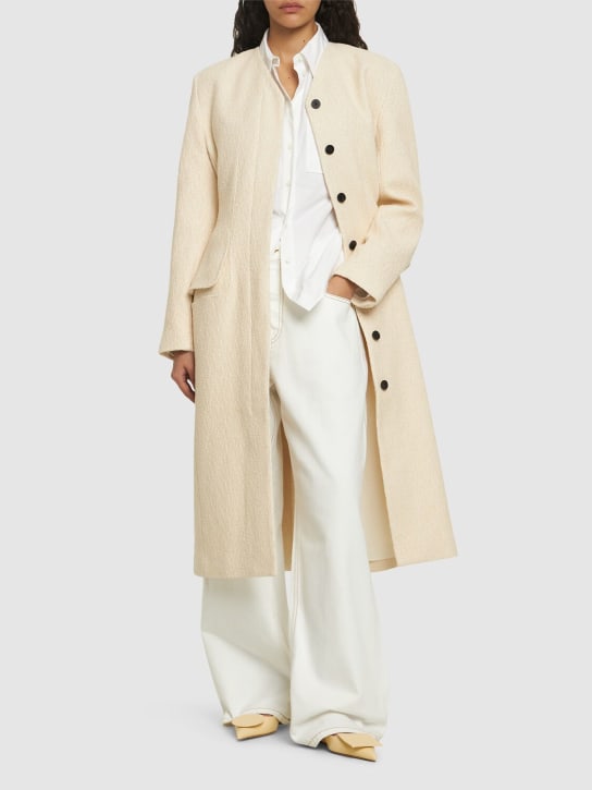 Jacquemus: Le Manteau Cubo cotton fleece midi coat - Off-White - women_1 | Luisa Via Roma