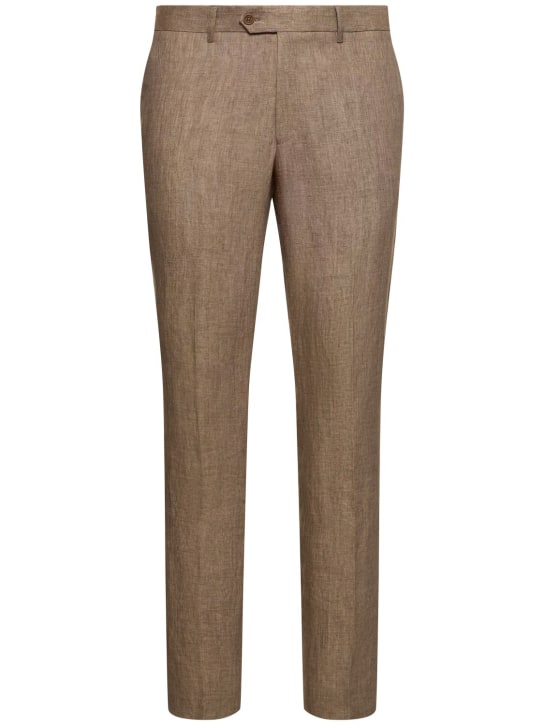 Frescobol Carioca: Alfonso tailored linen pants - Brown - men_0 | Luisa Via Roma