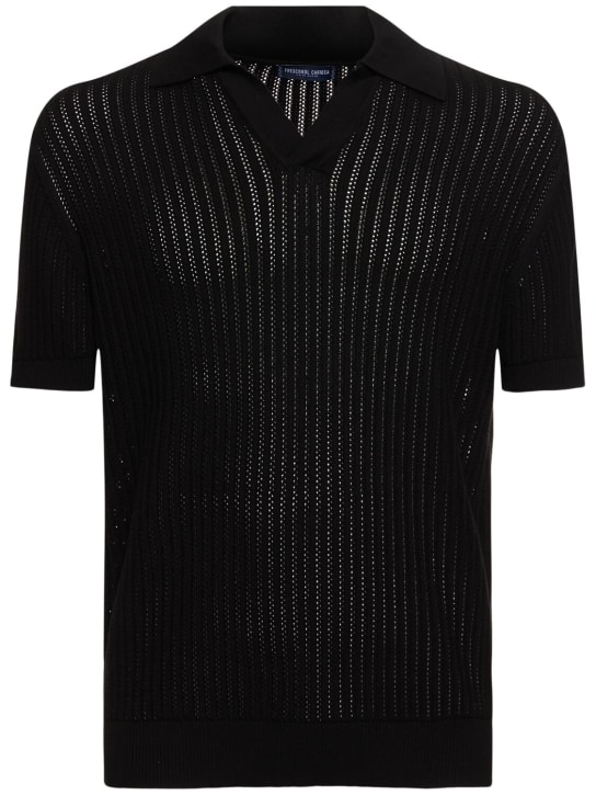 Frescobol Carioca: Rino针织短袖羊绒混纺POLO衫 - 黑色 - men_0 | Luisa Via Roma