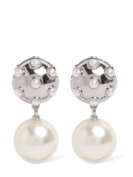 Marc Jacobs: Pendants d'oreilles en fausses perles Dot - Blanc/Argent - women_0 | Luisa Via Roma