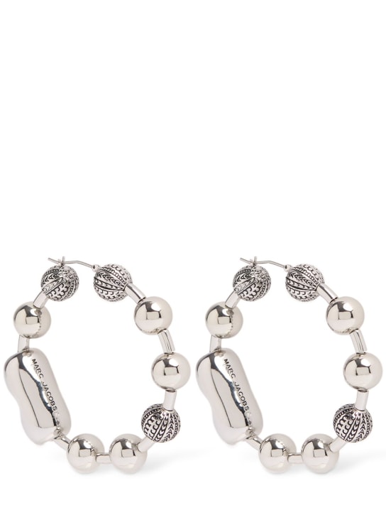 Marc Jacobs: Monogram ball chain hoop earrings - Silver - women_0 | Luisa Via Roma