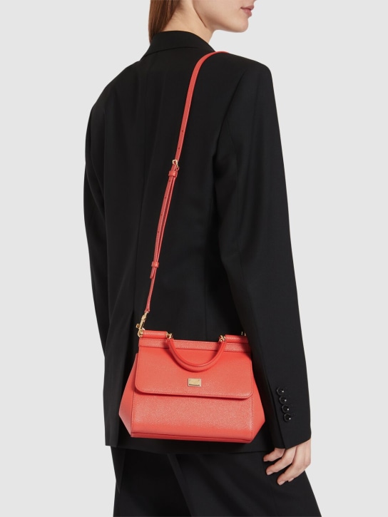 Dolce&Gabbana: Small Sicily Dauphine leather bag - Coral - women_1 | Luisa Via Roma