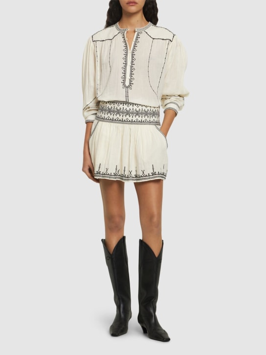 Marant Etoile: Minifalda de algodón - Ecrú - women_1 | Luisa Via Roma