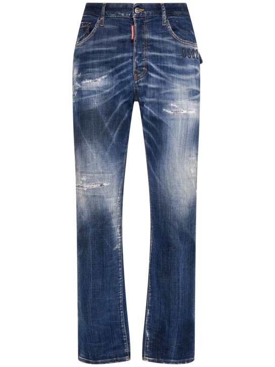 Dsquared2: Jeans de denim de algodón - Azul Marino - men_0 | Luisa Via Roma