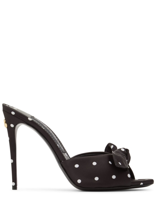 Dolce&Gabbana: 90毫米Keira绸缎穆勒鞋 - 黑色/白色 - women_0 | Luisa Via Roma