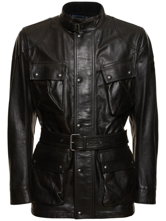 Belstaff: Trailmaster waxed leather jacket - Black - men_0 | Luisa Via Roma