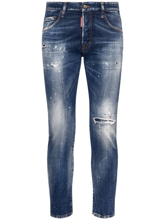 Dsquared2: Jeans de denim stretch - Azul Marino - men_0 | Luisa Via Roma