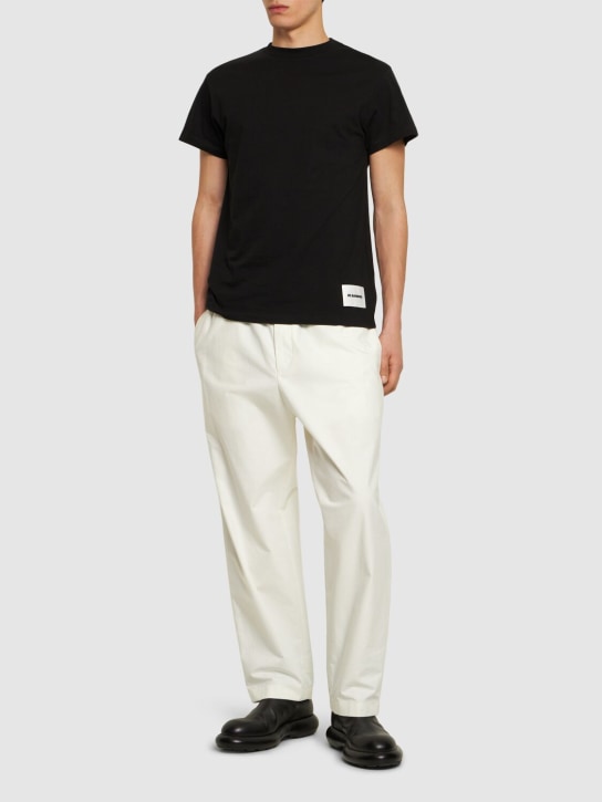 Jil Sander: Plus コットンTシャツ 3枚パック - ブラック - men_1 | Luisa Via Roma