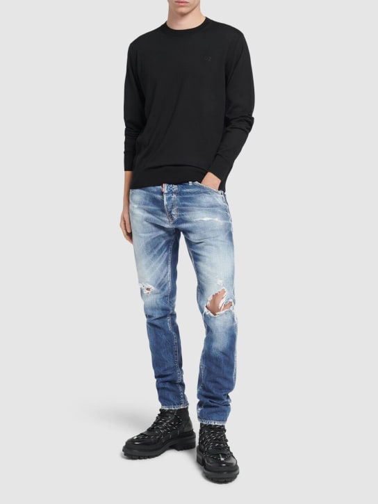 Dsquared2: Jeans Cool Guy de denim de algodón - Azul Marino - men_1 | Luisa Via Roma