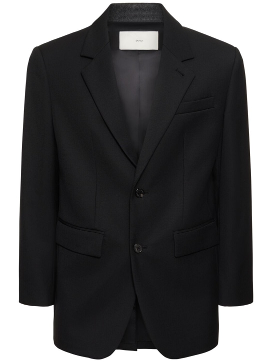 Dunst: Unisex 2-button wool blend blazer - Black - men_0 | Luisa Via Roma