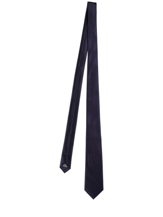 Giorgio Armani: Cravate en soie jacquard 7 cm - Blue Notte - men_0 | Luisa Via Roma