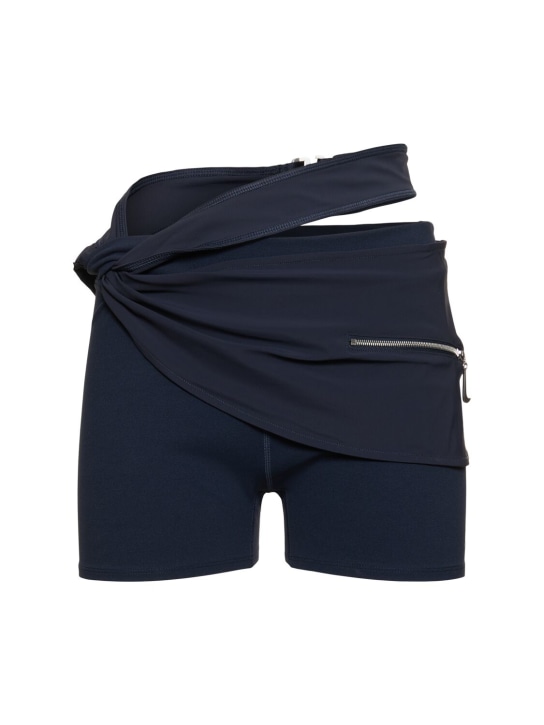 Nike: Jacquemus layered shorts - Dark Obsidian - women_0 | Luisa Via Roma