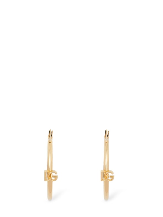 Dolce&Gabbana: DG logo creole earrings - Altın Rengi - women_0 | Luisa Via Roma