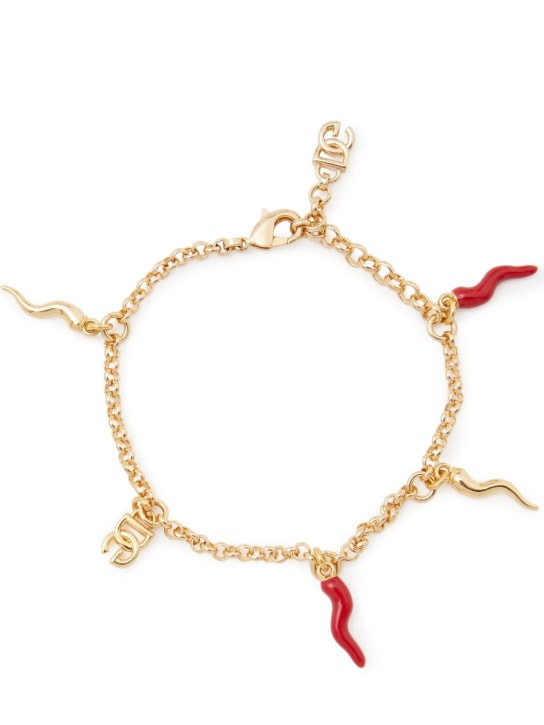 Dolce&Gabbana: Bracciale con ciondoli - Oro/Rosso - women_0 | Luisa Via Roma