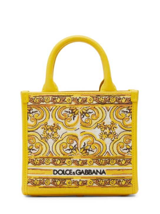 Dolce&Gabbana: Small DG Daily maiolica jacquard bag - Azulejos Giallo - women_0 | Luisa Via Roma