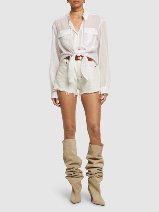 Marant Etoile: Camicia Nath in cotone da annodare - Bianco - women_1 | Luisa Via Roma