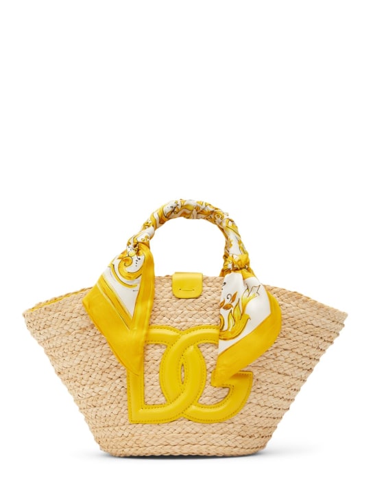Dolce&Gabbana: Petit sac cabas en paille Kendra - Azulejos Giallo - women_0 | Luisa Via Roma