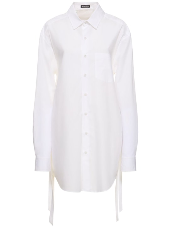 Ann Demeulemeester: Dete long cotton poplin shirt - Beyaz - women_0 | Luisa Via Roma