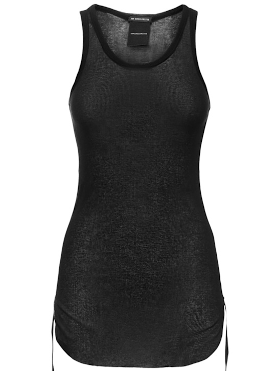 Ann Demeulemeester: Mara ribbed cotton tank top - Black - women_0 | Luisa Via Roma