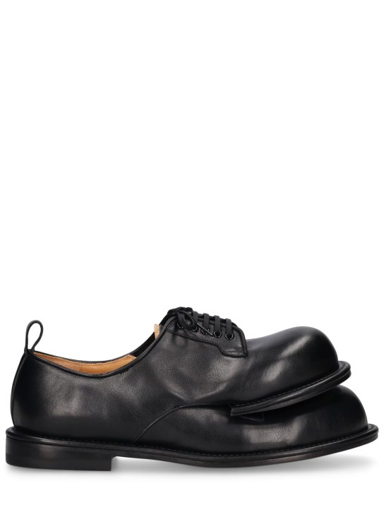 Comme des Garçons Homme Plus: Double derby lace-up shoes - Black - men_0 | Luisa Via Roma
