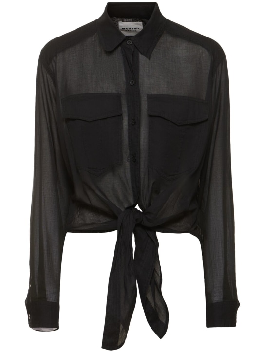 Marant Etoile: Nath self-tie cotton shirt - Black - women_0 | Luisa Via Roma